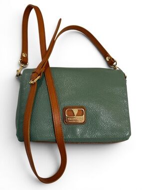 Valentina Green Pebble Leather Crossbody